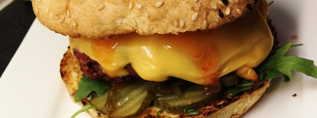 Surf and turf hamburger